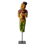 Mohenjo Daro Woman Wooden Statue on Iron Stand