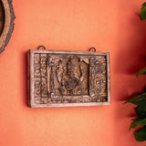 Wooden Ganesha Wall Decor Panel with Vintage Finish