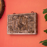 Wooden Ganesha Wall Decor Panel with Vintage Finish