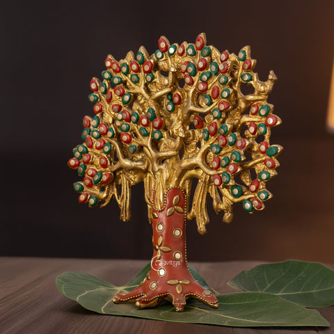 Brass Kalpavriksha Tree with Stonework