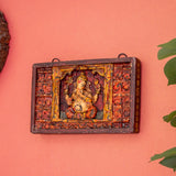 Wooden Ganesha Wall Decor Panel with Vintage Finish  (Multicolor)
