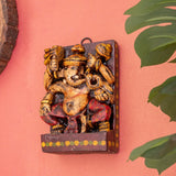 Wooden Chaturbhuja Ganeshas Wall Art Panel