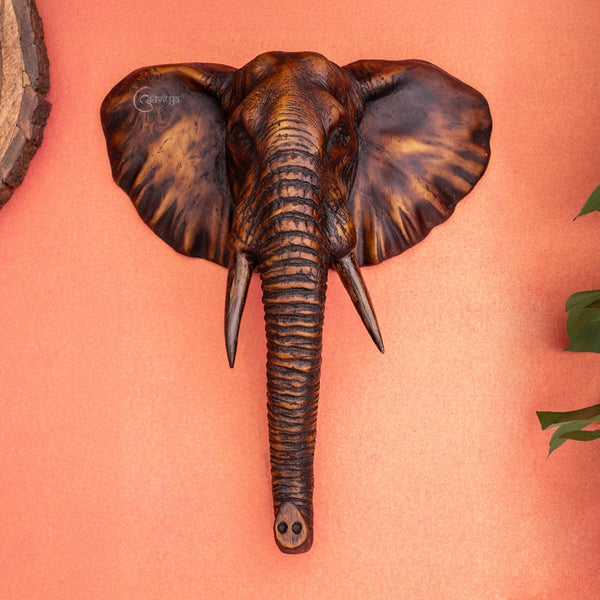 Thai Elephant Head Sculpture Wall Art 