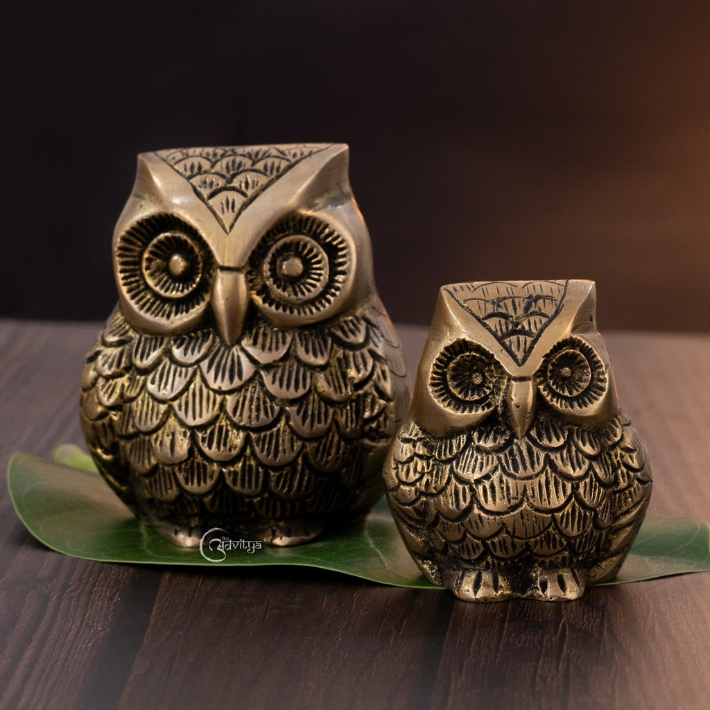 Brass owl pair