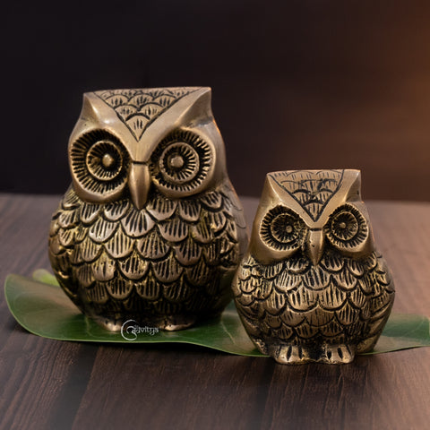 Brass owl pair