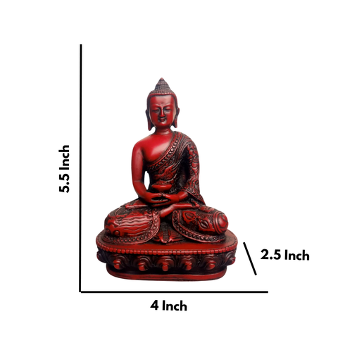 Brass Kalpavriksha Tree & Resin Maroon Red Buddha Combo