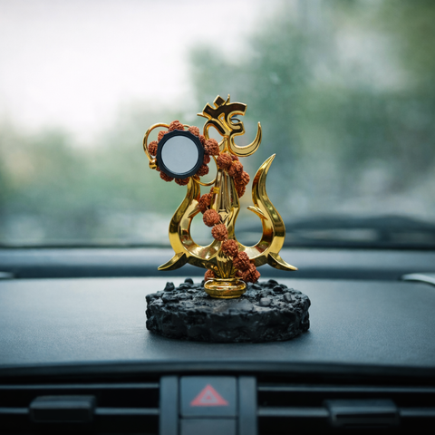 Om Trishul Damru Showpiece with Rudraksha