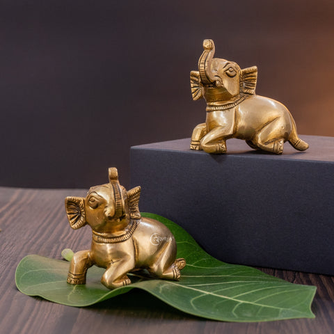 Brass Elephant Pair