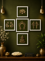 The Advitya Brass Spiritual Wall Art Set of 5 | Handcrafted Sacred Décor Collection