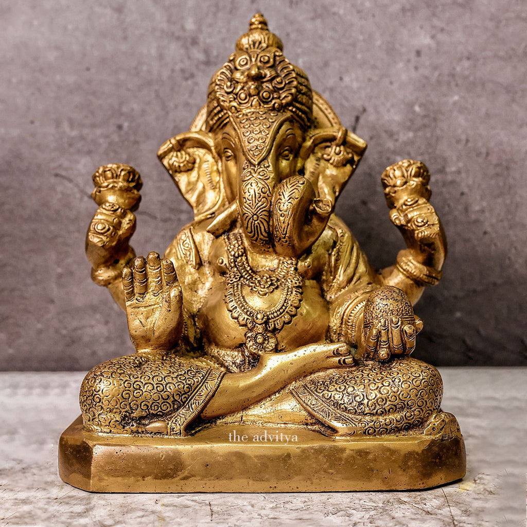 Ganesha,Ganepati,Ganasha,Ganapati,Gajanand,Gajananaa,Gajanana,Ekadanta,Brass Superfine Ganpati with Four Hands 