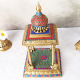 Brass temple With Nandi In Mosaic work