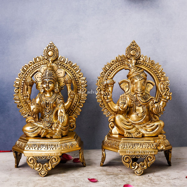 Vighneswari,Vakratund Laksmi,Ganesh Laxmi, Lambodari Lakshmi,Ekadanta Laksmi,Brass Ganesh Lakshmi on Chowki Large