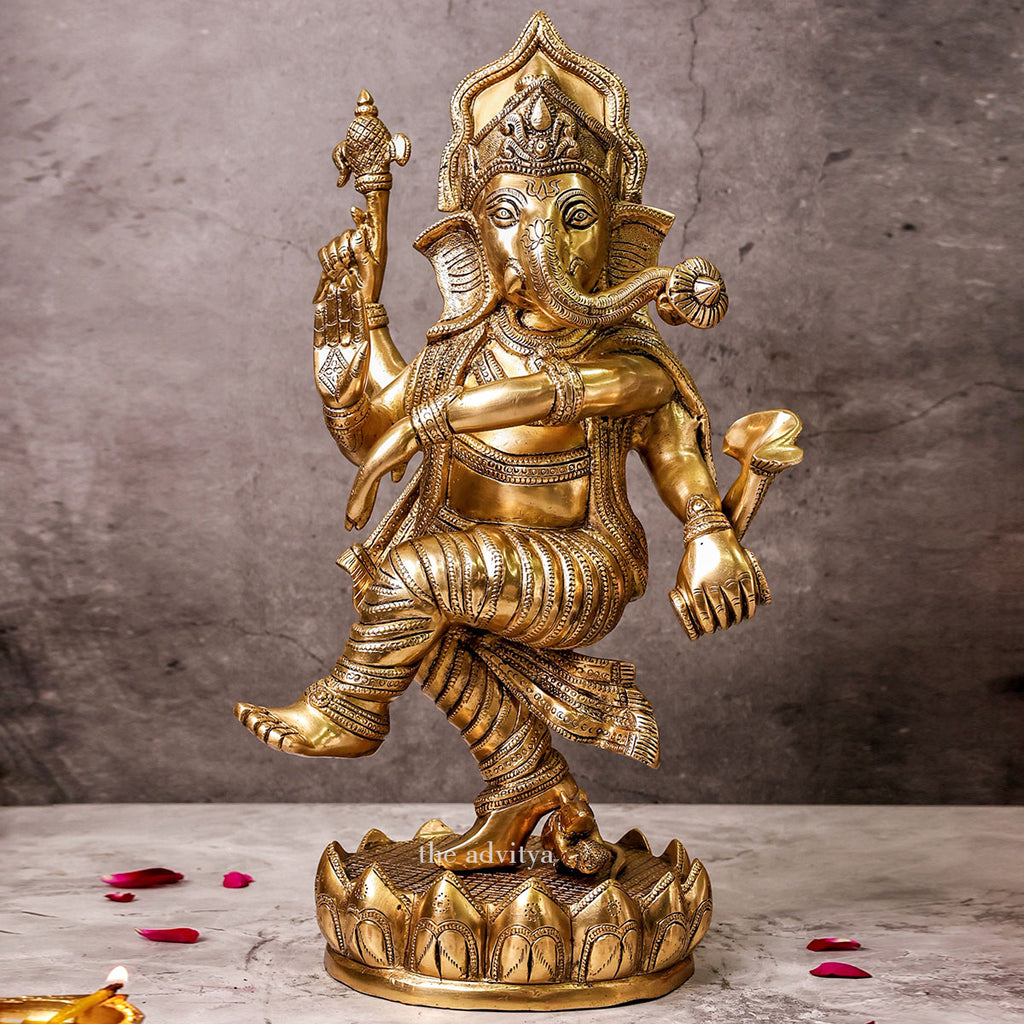 Ganesha,Ganepati,Ganasha,Ganapati,Gajanand,Gajananaa,Gajanana,Ekadanta,Brass Dancing Ganesh Large 