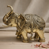 Elephant Idol in Brass Finish for Decor & Gifting | 11.5 Inch