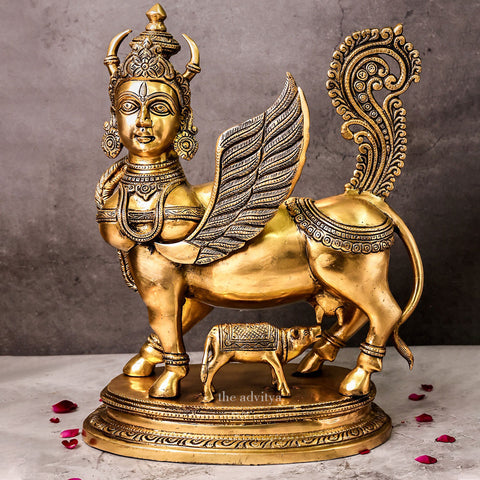 Mahishi,Kamdhenu, Kalyani,Gomata,Vasundhra,Brass Kamdhenu Cow Superfine Large