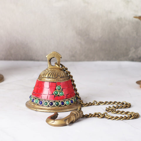 Brass Hanging Bell in Mosaic Work