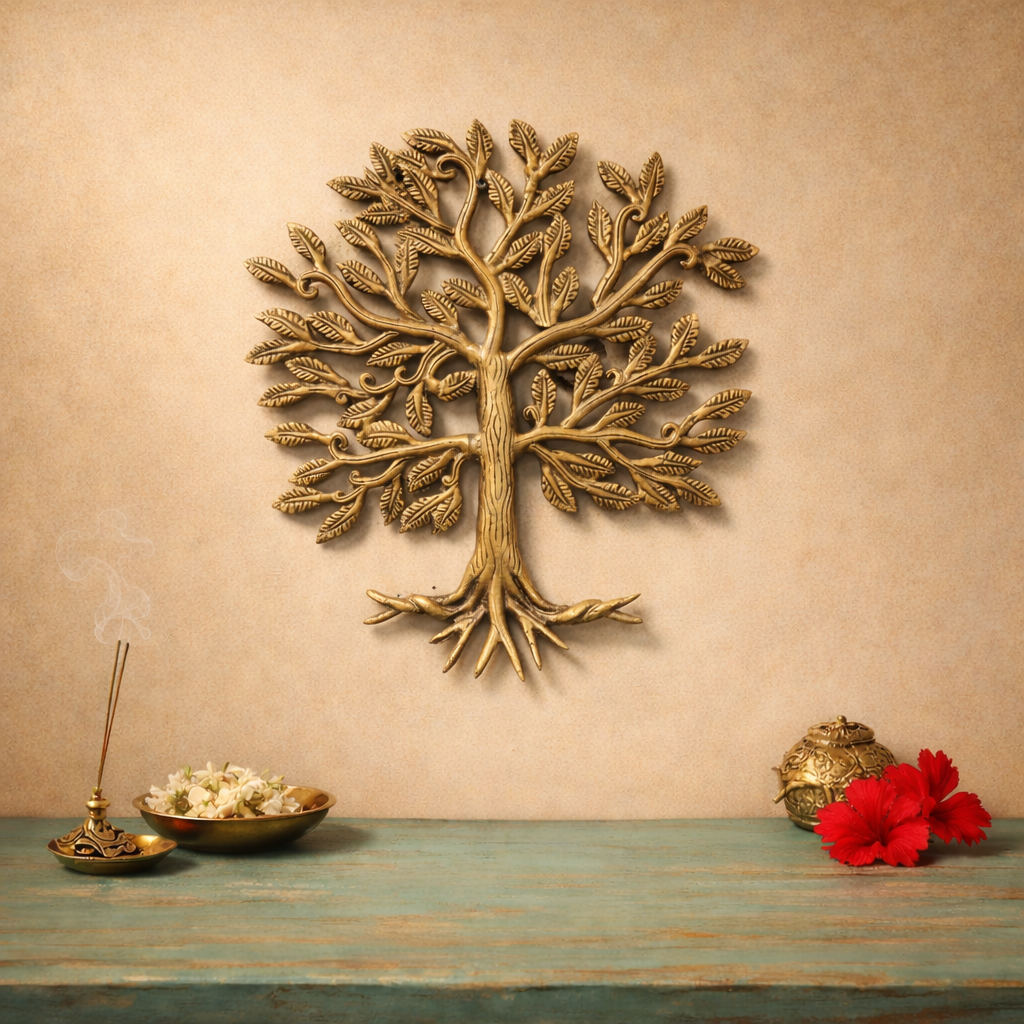 Kalpvriksha Tree Brass Wall Hanging | 13 inches