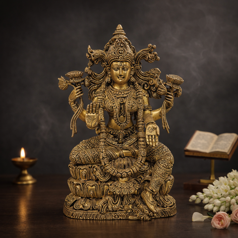 Maa Lakshmi Chola Idol  | Brass Statue | Decor & Gifting | 15 Inches