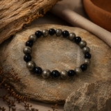 Natural Pyrite & Onyx Bracelet for Wealth, Protection & Confidence