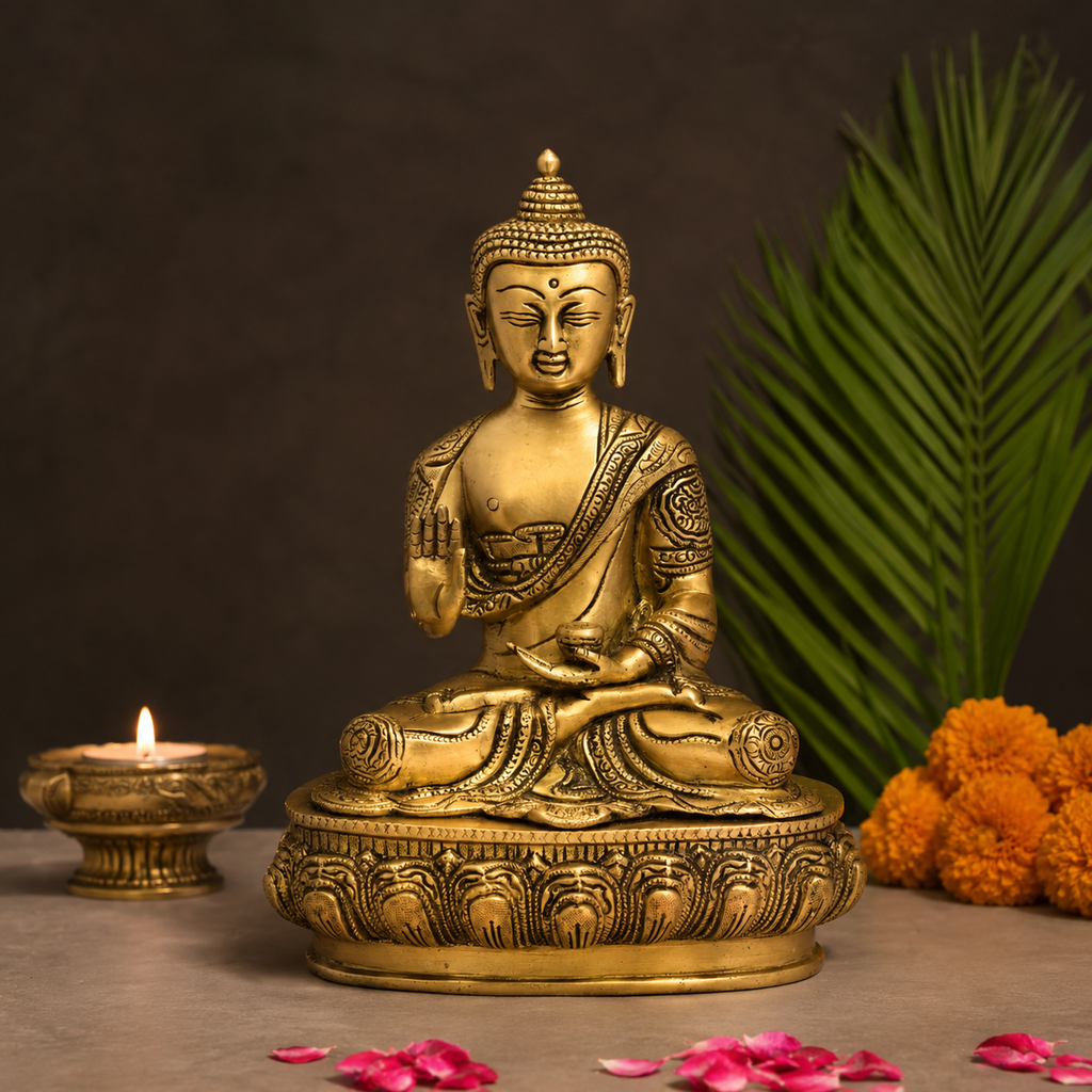 Peaceful Sitting Buddha Fine Brass Statue