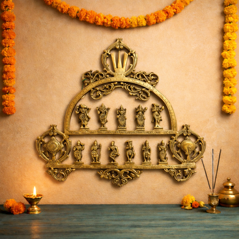 Dashavatar (Lord Vishnu Avatars) Brass Wall Hanging,  | 21.5 inches