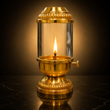 Elegant Brass Oil Akhand Jyot Diya With Adjustable Bati ( Large, 300 ml Capacity )