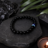 Natural Obsidian with Evil Eye Bracelet for Protection & Negative Energy Shield