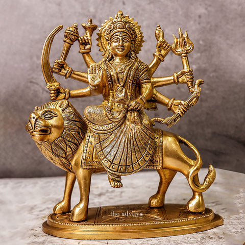 Nava Durgaa,Mahadevi,Katyayani,Mahadevi,Durga ma,Ambika,Chandi,Brass Durga with Eight Hands