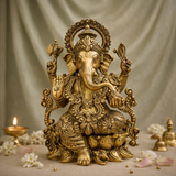 Ganpati Vighnaharta Brass Murti Home & Pooja Decor, Gifting | 12.5 Inches