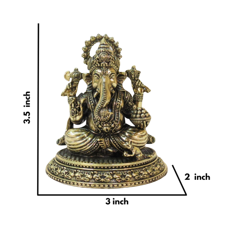 Superfine Brass Lord Ganesha Statue – 3.75 Inch Idol