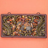 "Wooden Gajah (Elephant) Carved Wall Panel "
