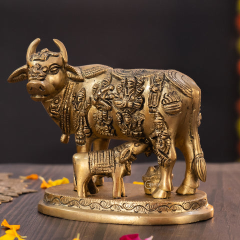 Kamdhenu Cow and Calf Vastu Idol