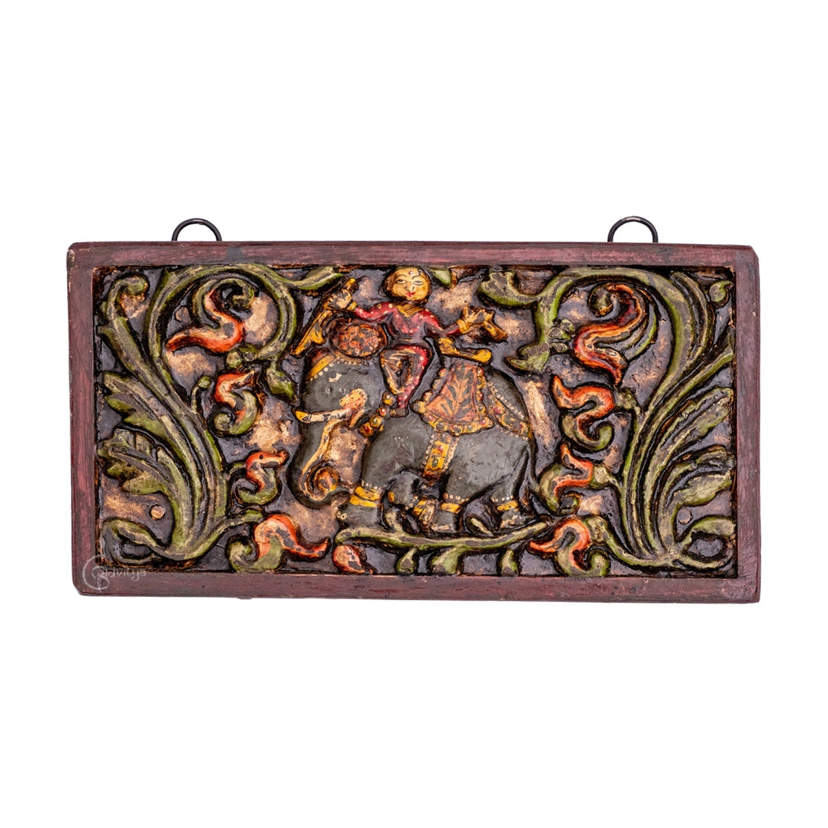 "Wooden Gajah (Elephant) Carved Wall Panel "