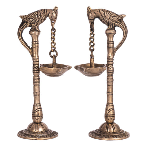 Parrot Diya Pair - Oil Lamp Stand