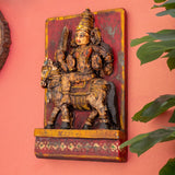 Wooden Lord Khandoba/Shiva Vintage Wall Panel