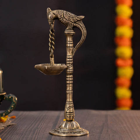 Parrot Diya Pair - Oil Lamp Stand