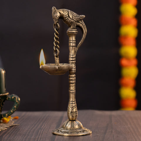 Parrot Diya Pair - Oil Lamp Stand