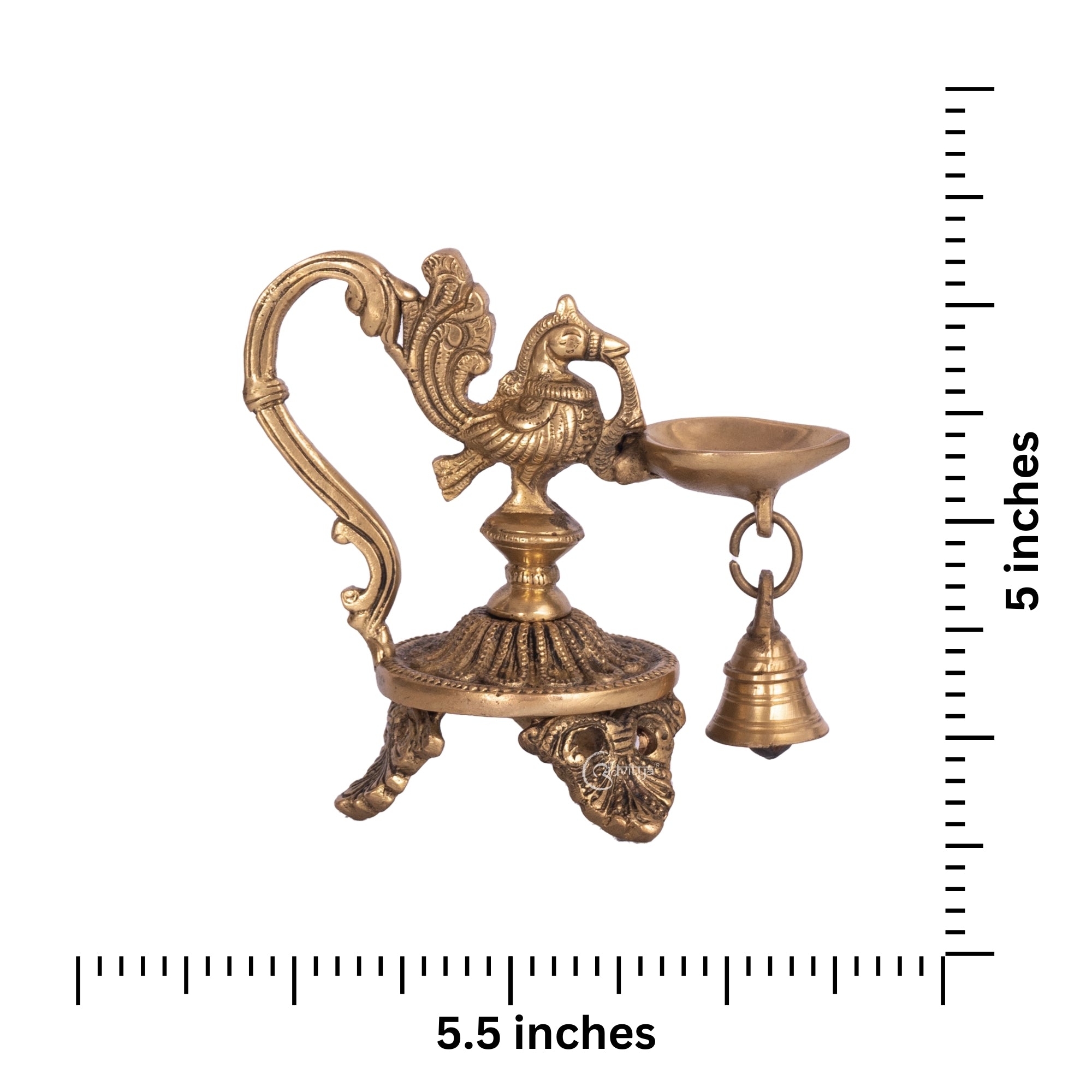 Peacock Diya with Bell