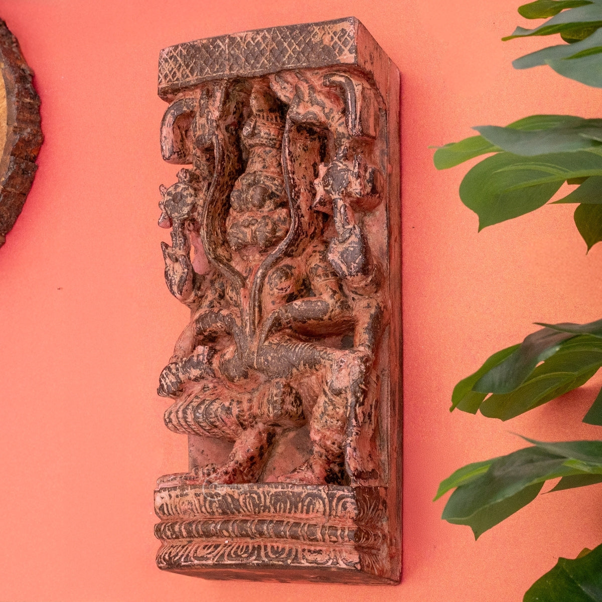 Wooden Narasimha Avatar Wall Hanging Panel