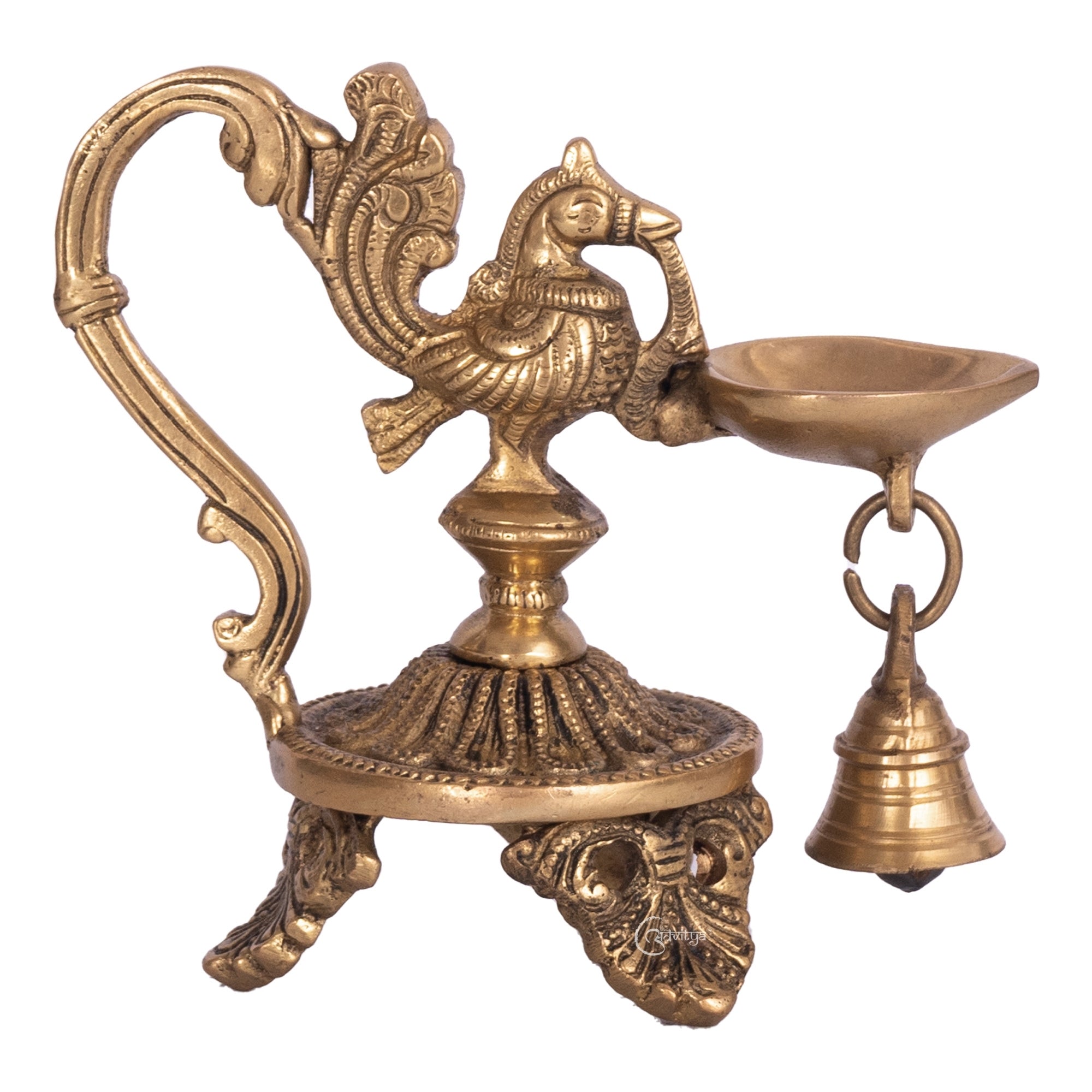 Peacock Diya with Bell