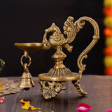 Peacock Diya with Bell