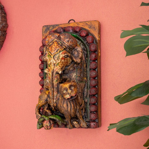 Wooden Carved Ganesha Statue Wooden Panel