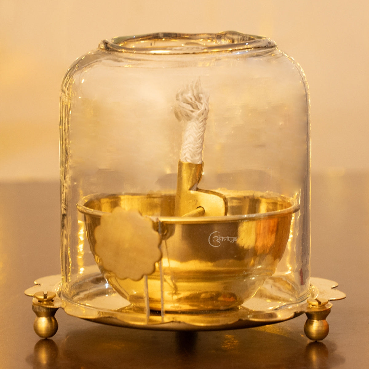 Brass Akhand Jyot Diya With Adjustable Bati Knob(Large| 200 ML)