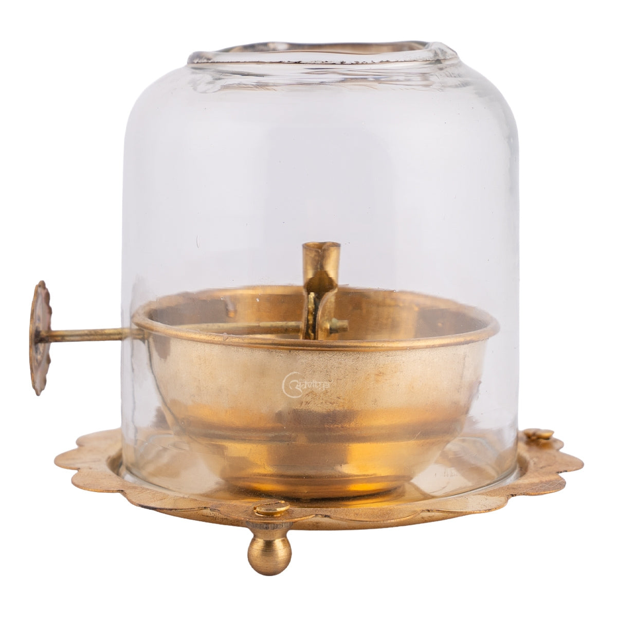 Brass Akhand Jyot Diya With Adjustable Bati Knob(Large| 200 ML)