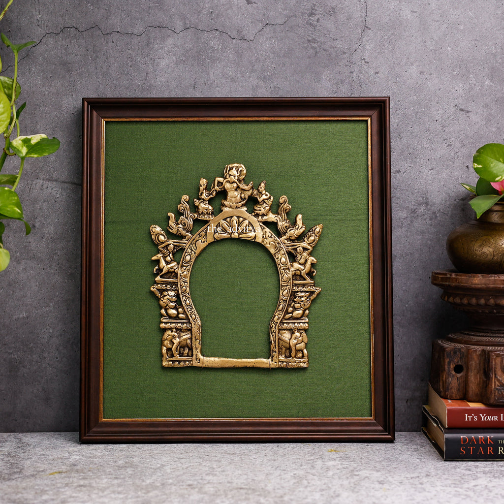 Brass Prabhavali with South Indian Arts on Single Fabric Frame