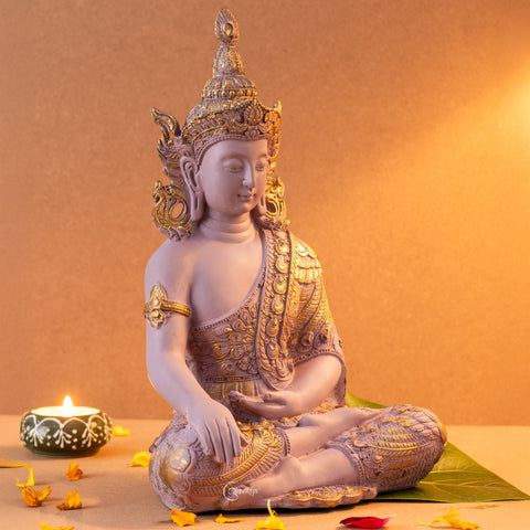 Resin Gautam Buddha Statue (Pastel Pink)