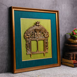 "Magnificent Brass Temple Prabhavali on Dual Fabric Frame "