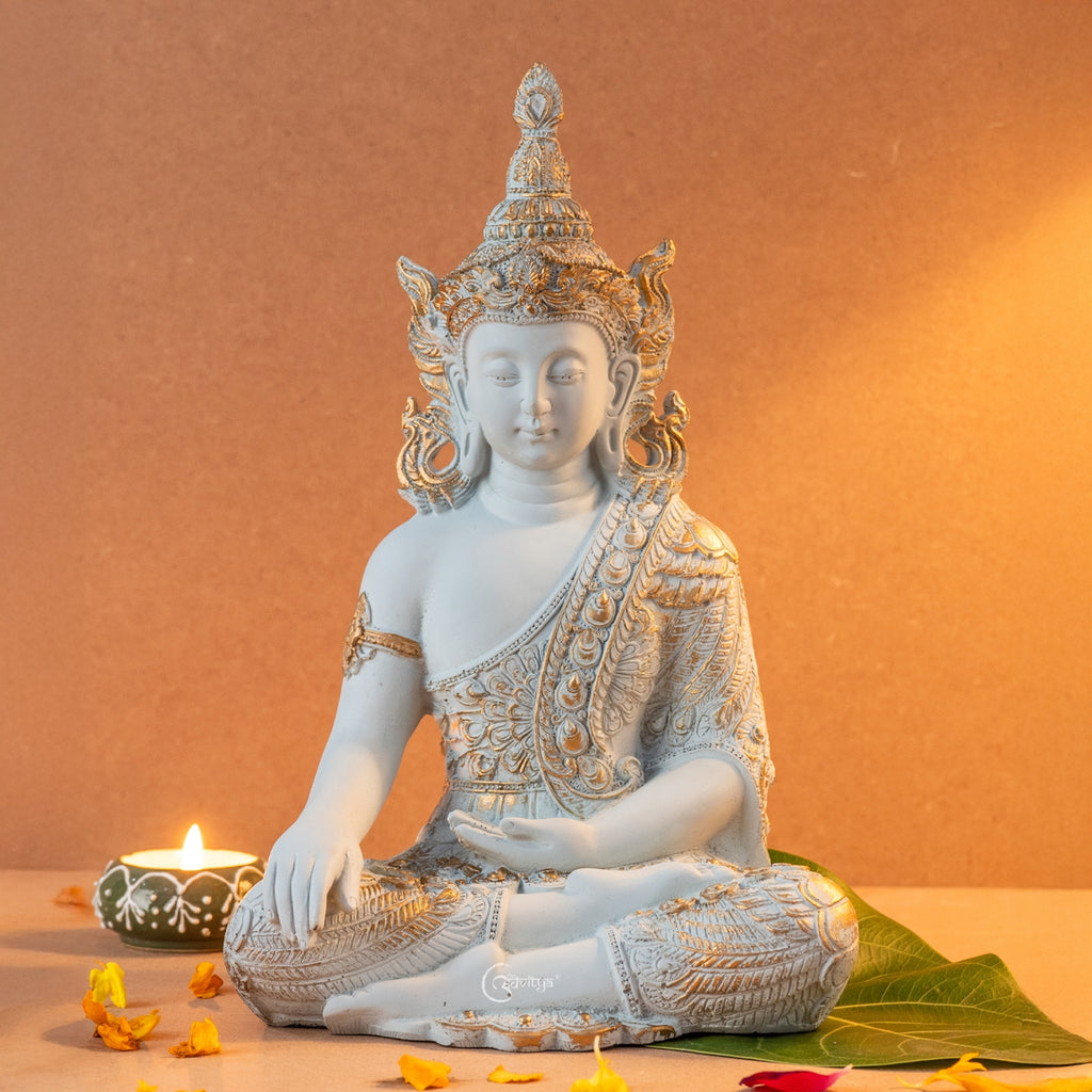 Resin Gautam Buddha Statue (Pastel Green)