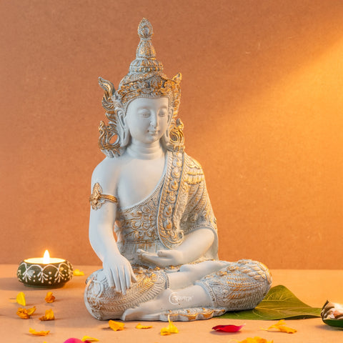 Resin Gautam Buddha Statue (Pastel Green)