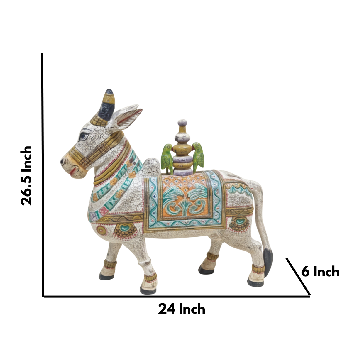 Nandi Statue Wooden for Vastu , Home & Spiritual Decor - 26.5 inch